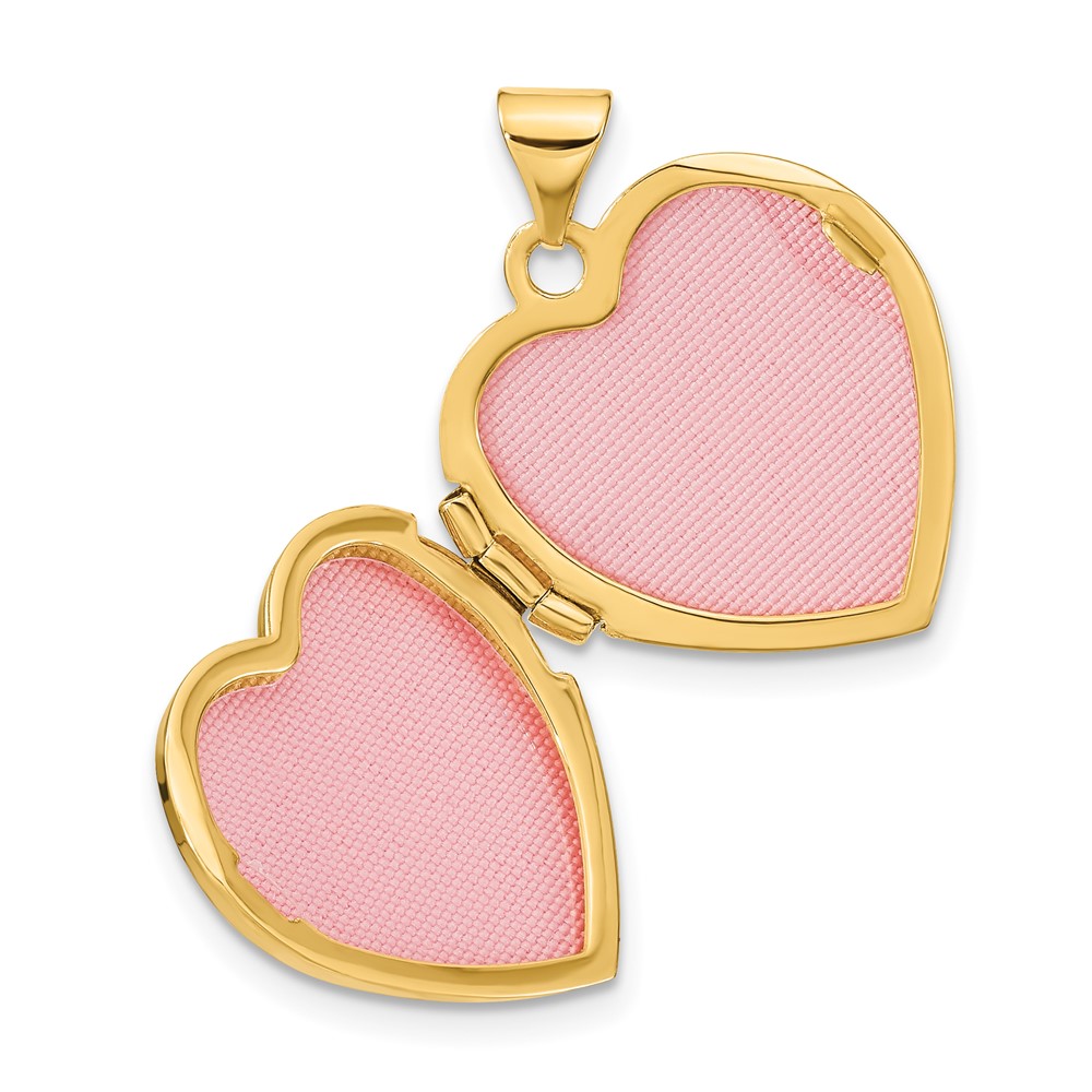 14k Brushed with Beaded Edge 18mm Heart Locket (XL810)