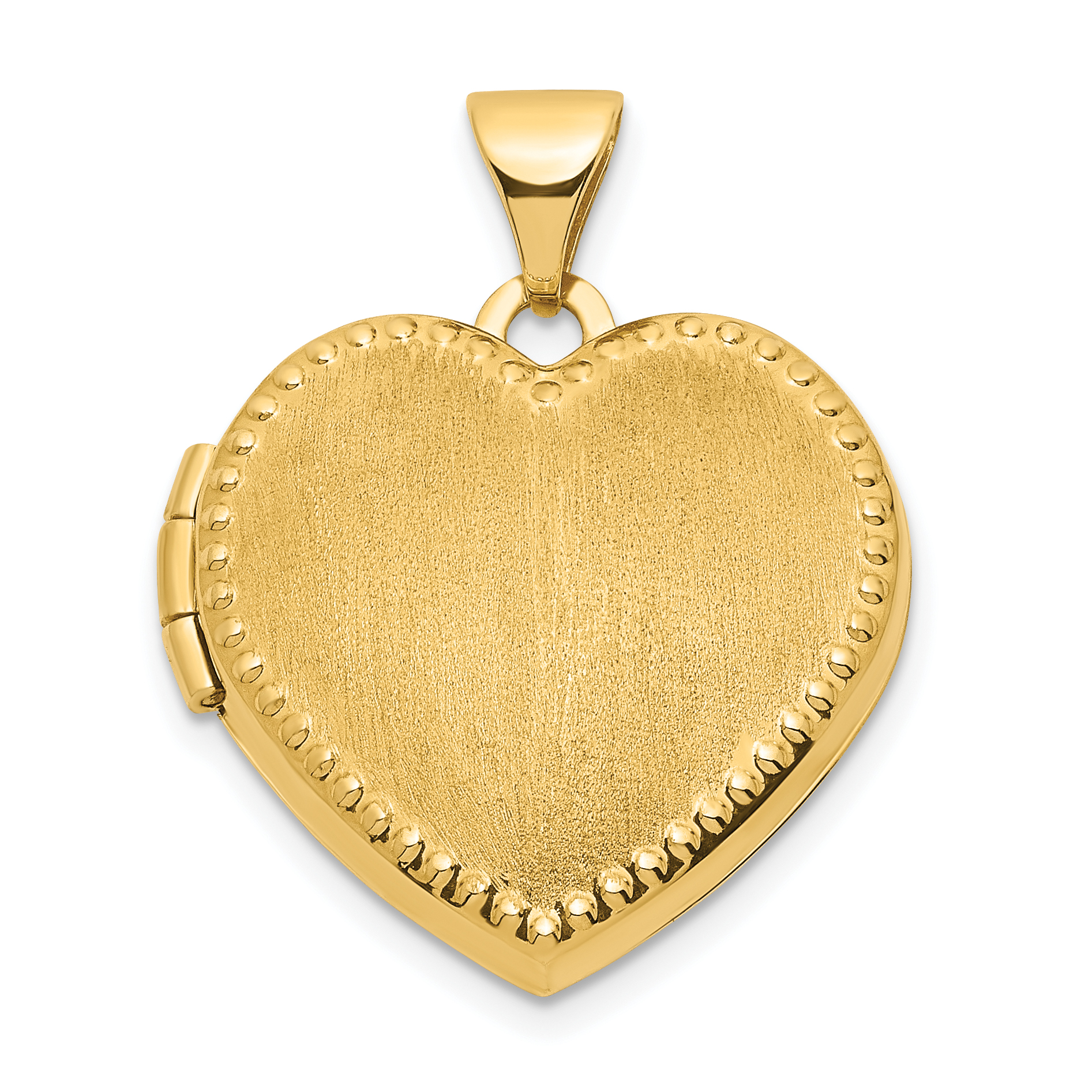 14k Brushed with Beaded Edge 18mm Heart Locket (XL810)