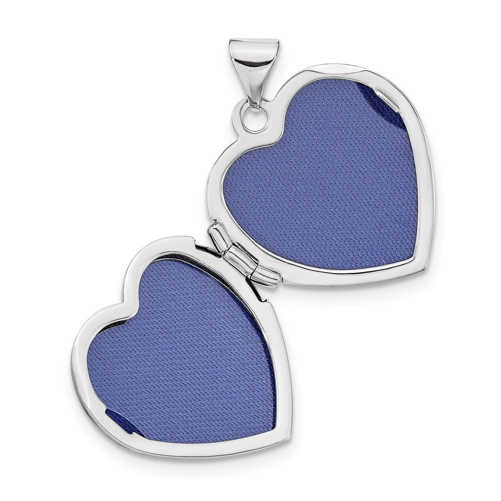 14k White Gold Brushed with Beaded Edge 18mm Heart Locket (XL811)