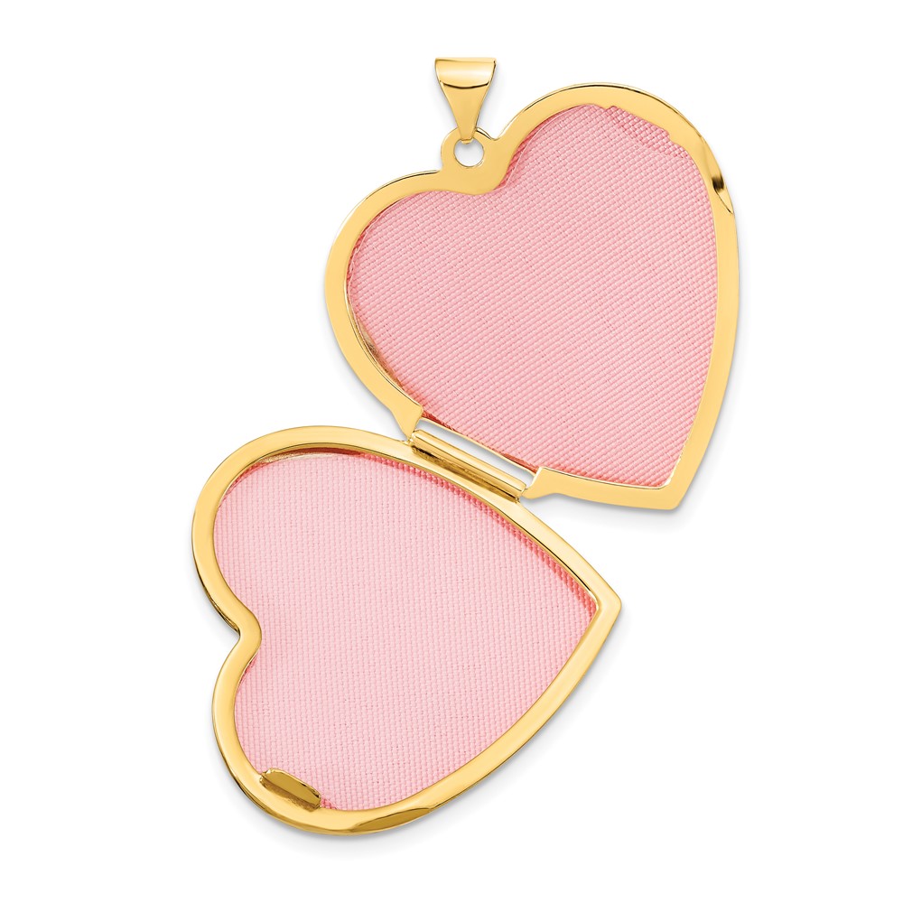 14k with White Rhodium Wave Diamond 27mm Heart Locket (XL812)