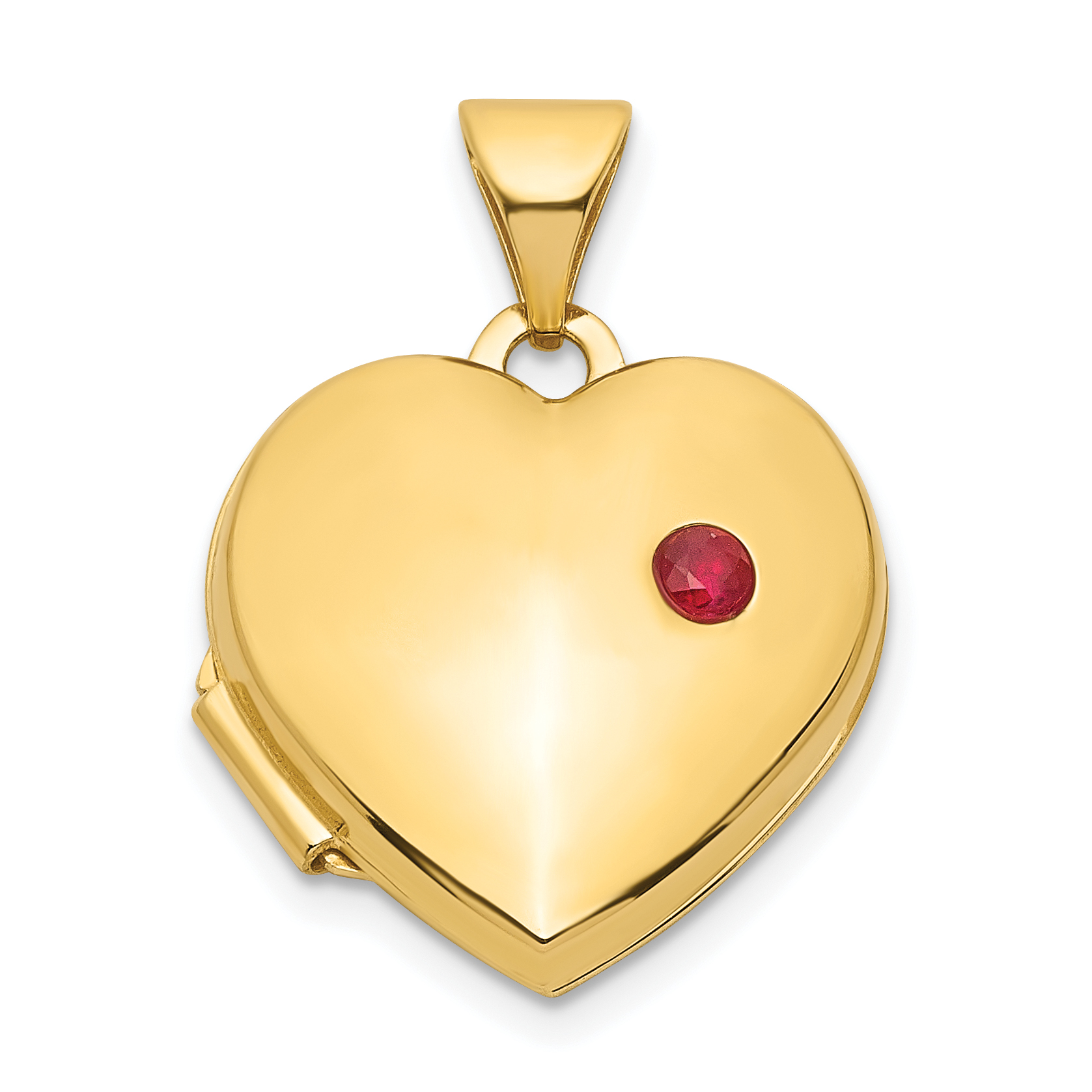 14k Polished Ruby 15mm Heart Locket (XL814)