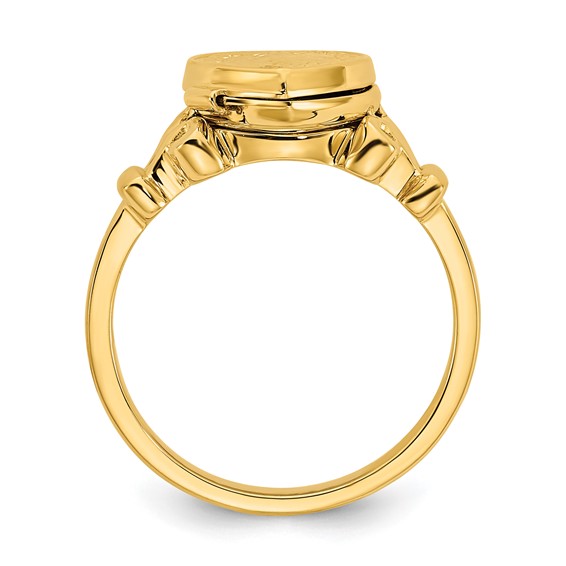 14k (8x8mm Photos) 10mm Heart Locket Size 7 Ring