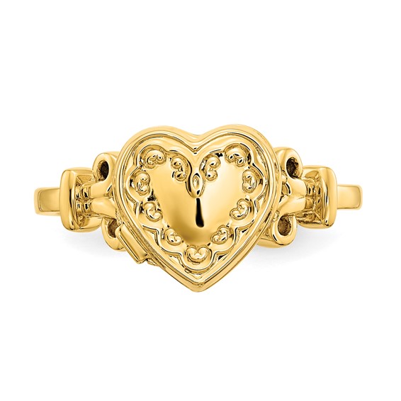 14k (8x8mm Photos) 10mm Heart Locket Size 7 Ring