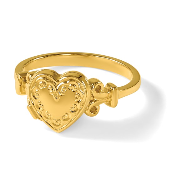 14k (8x8mm Photos) 10mm Heart Locket Size 7 Ring