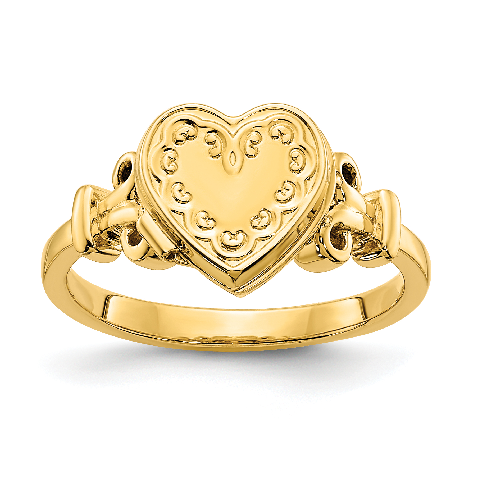 14k (8x8mm Photos) 10mm Heart Locket Size 7 Ring (XL821)