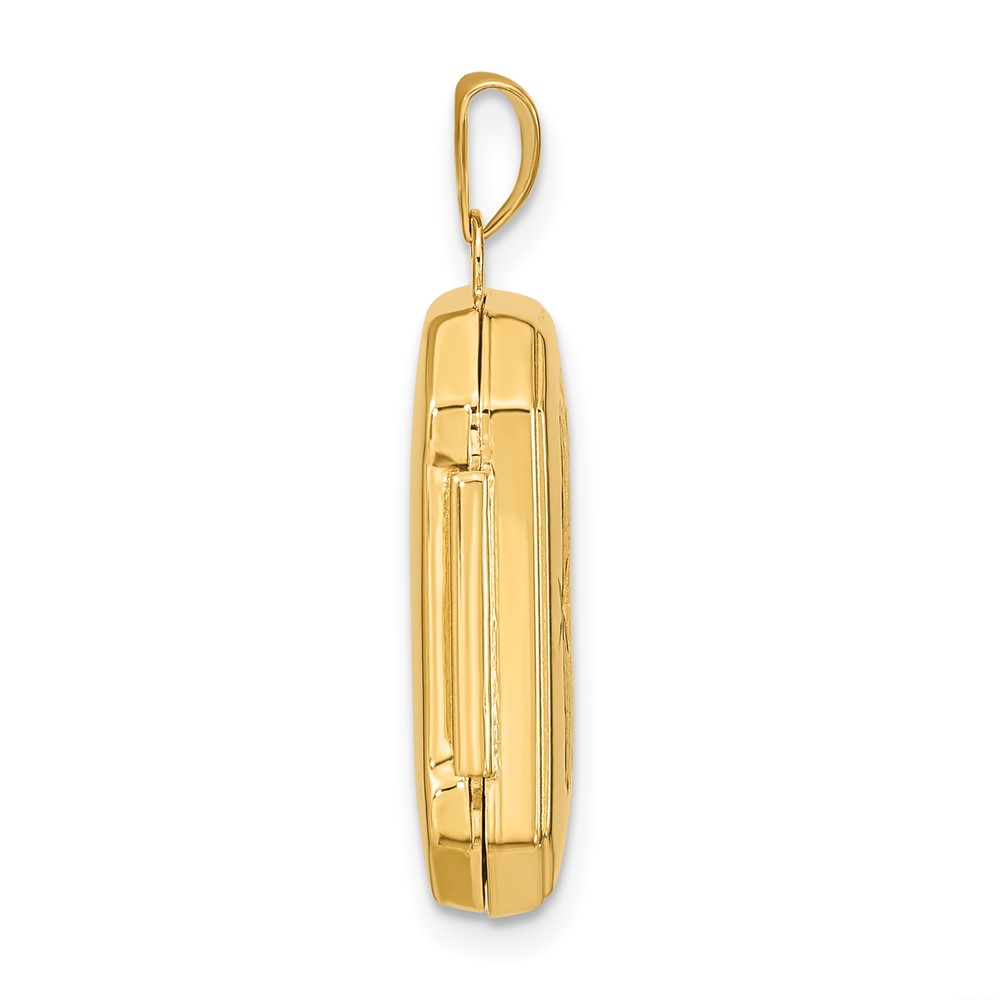 14k Polished and Brushed Diamond-cut 20x15mm Rectangular Locket (XL822)