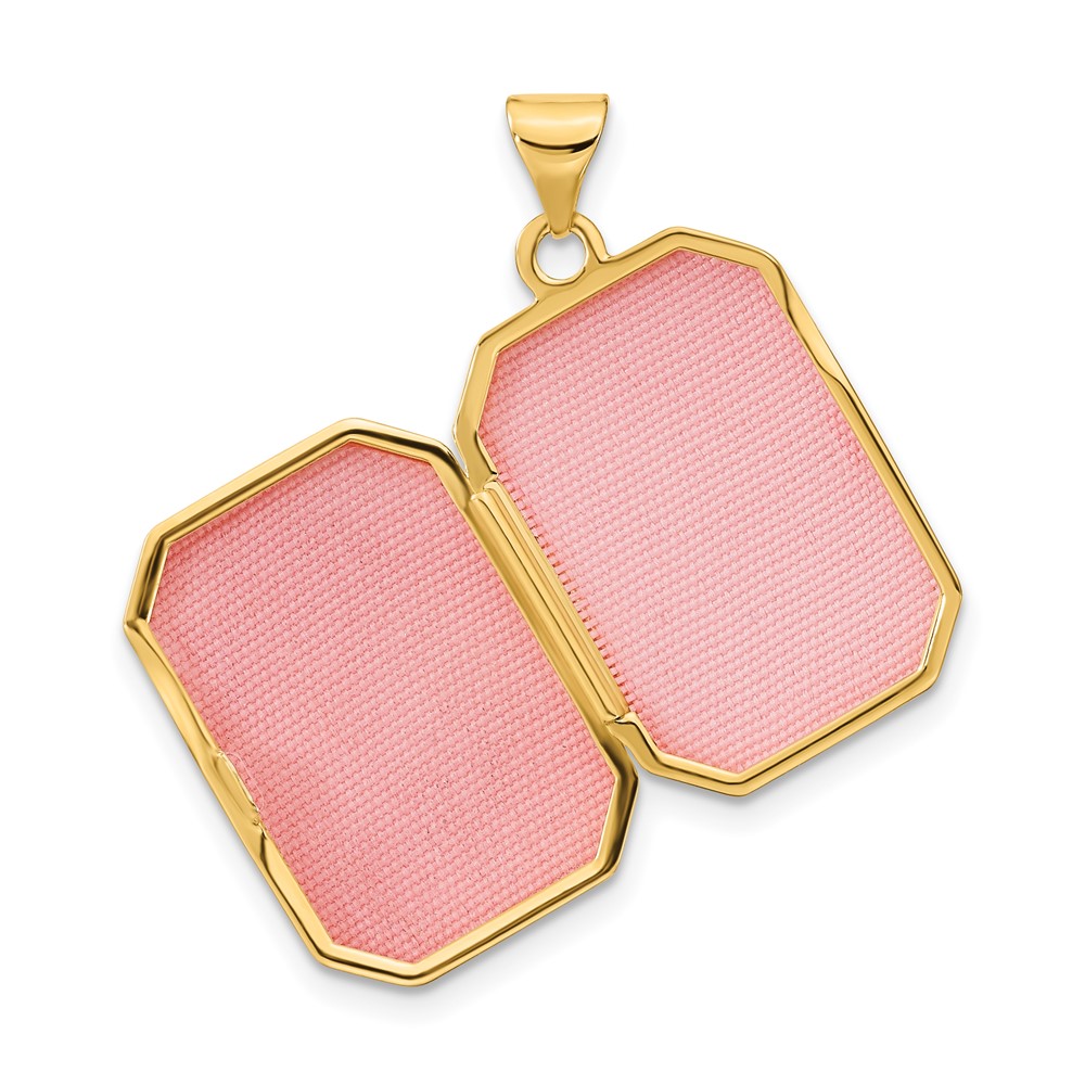 14k Polished and Brushed Diamond-cut 20x15mm Rectangular Locket (XL822)