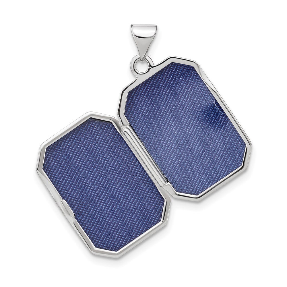 14k White Gold Polished and Brushed Diamond-cut 20x15mm Rectangular Locket (XL823)