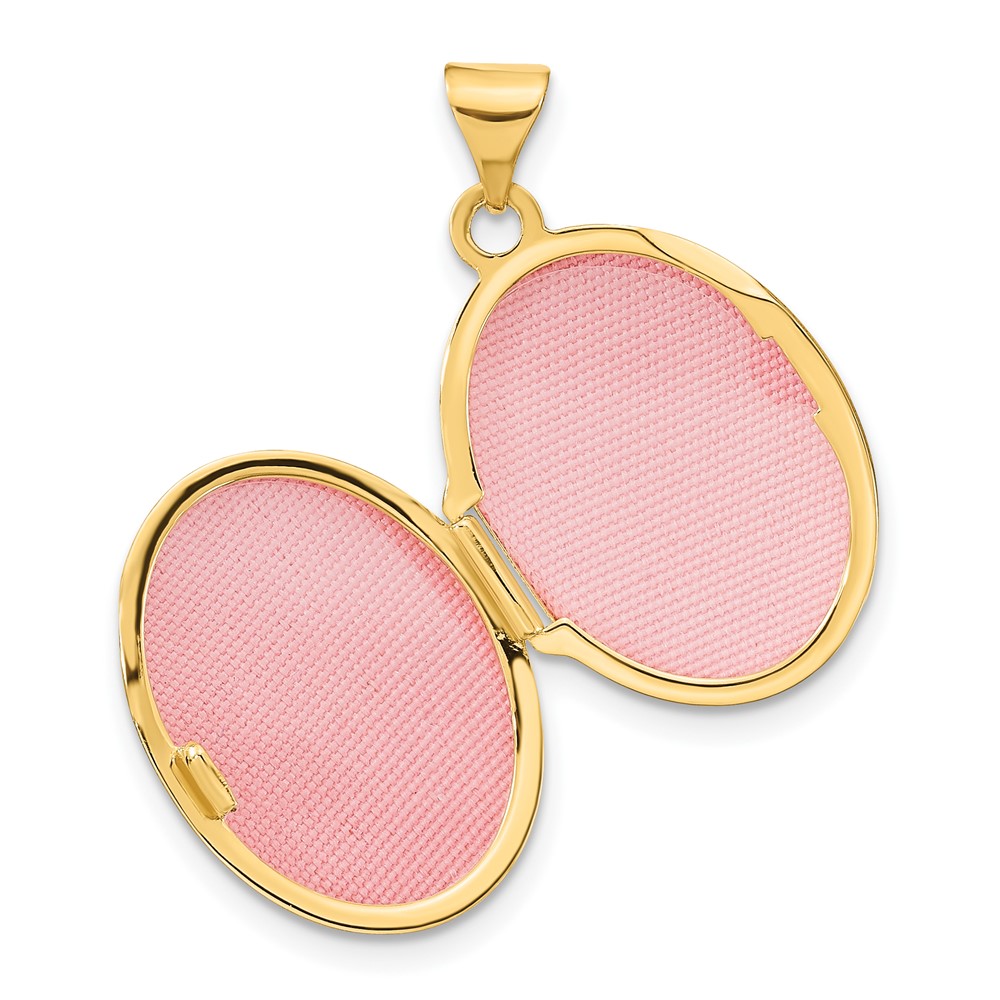 14k Pink Enamel Leaves 19mm Oval Locket (XL830)