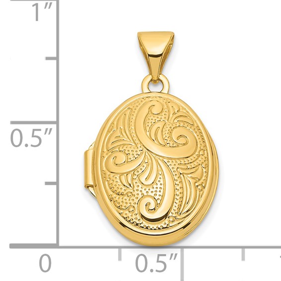 14k Swirl Design 17mm Oval Locket