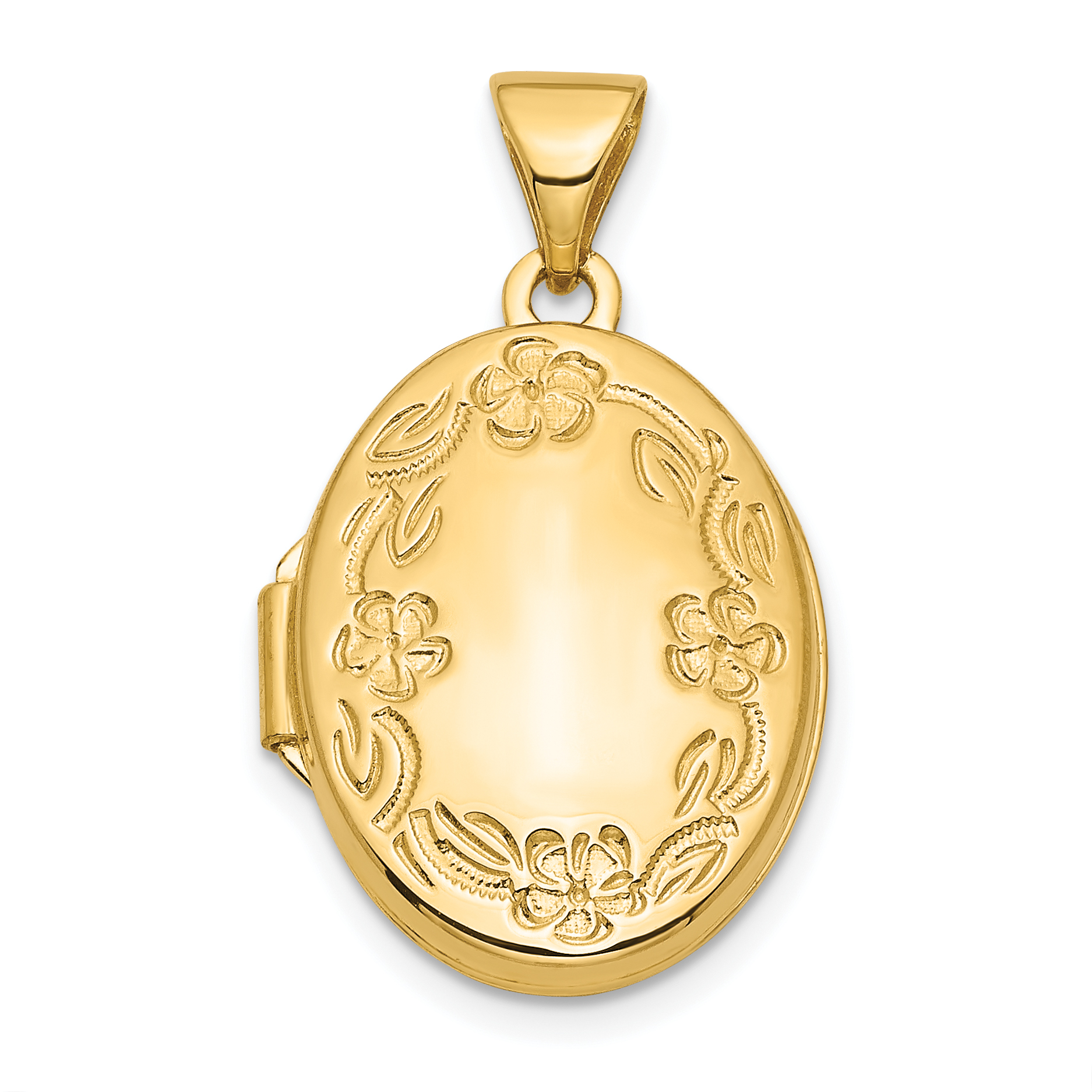 14k Floral Border 17mm Oval Locket (XL834)
