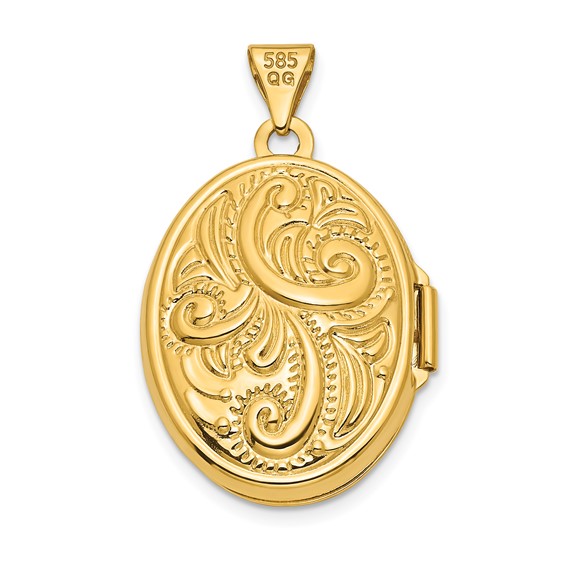 14k Reversible Swirl Design 21mm Oval Locket