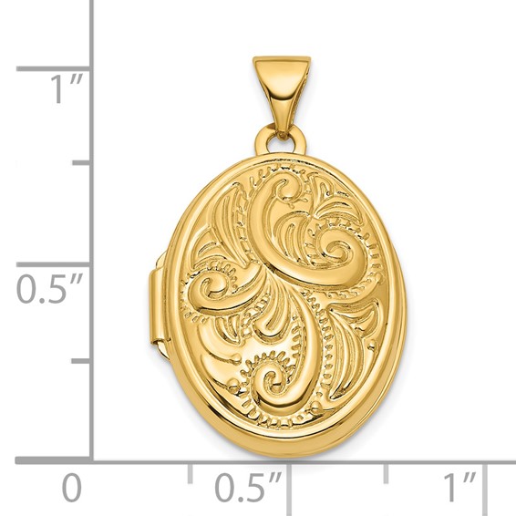 14k Reversible Swirl Design 21mm Oval Locket