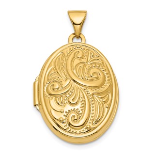 14k Reversible Swirl Design 21mm Oval Locket