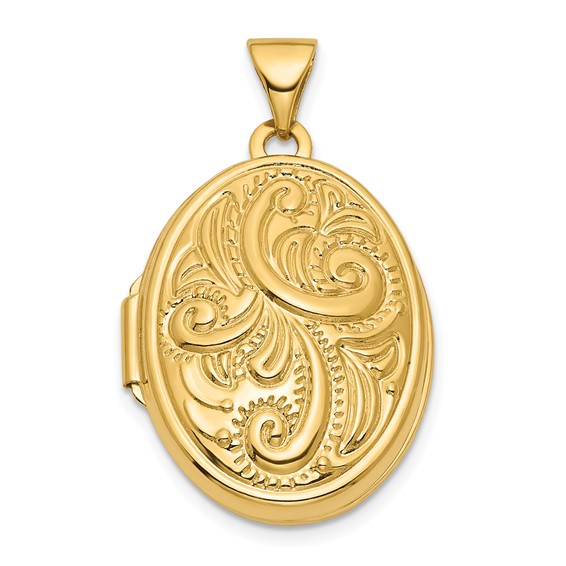14k Reversible Swirl Design 21mm Oval Locket