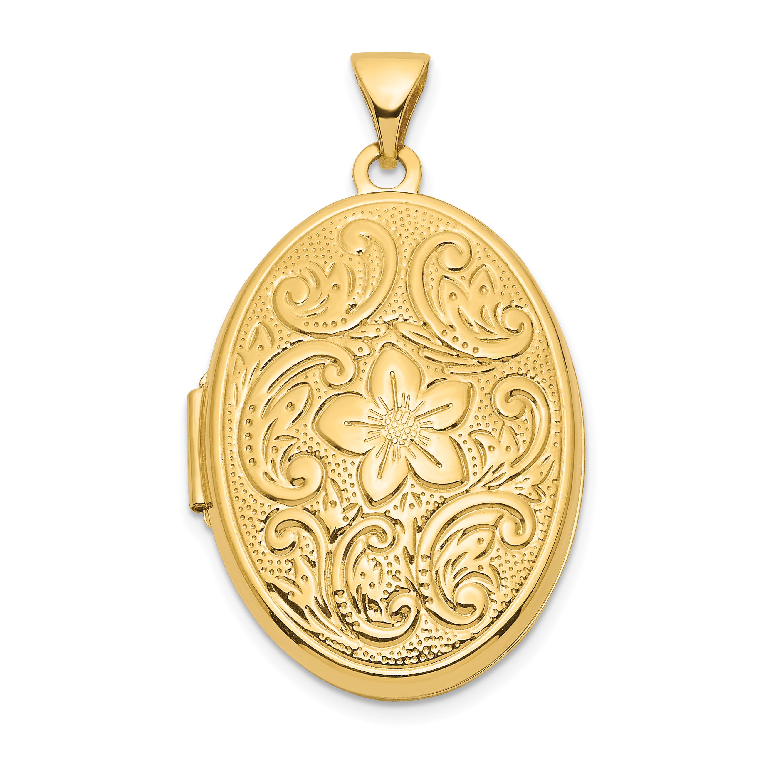 14k Reversible Floral Swirl Design 26mm Oval Locket (XL840)
