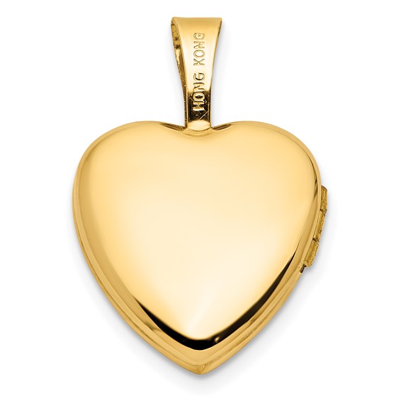 14K Polished and Satin Butterflies 12mm Heart Locket