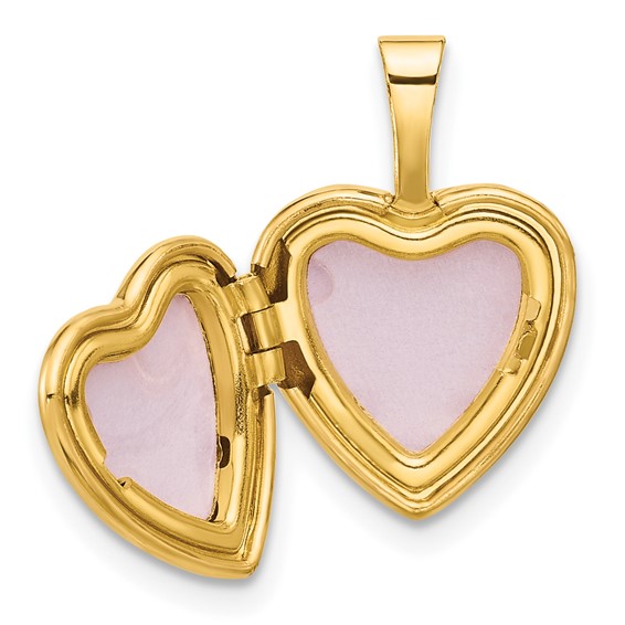 14K Polished and Satin Butterflies 12mm Heart Locket