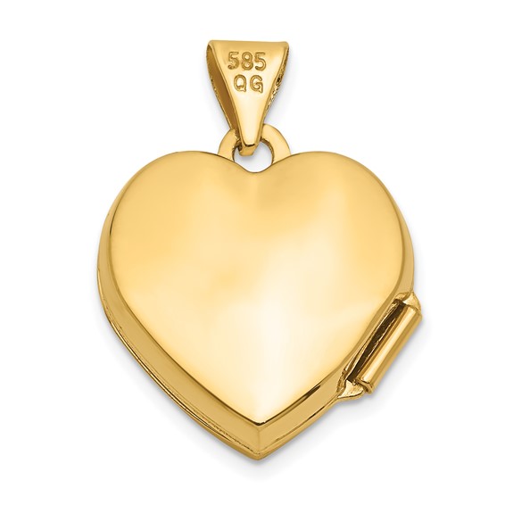 14k Floral I LOVE YOU Script 15mm Heart Locket