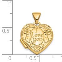 14K Floral I Love You Script 15mm Heart Locket view 5
