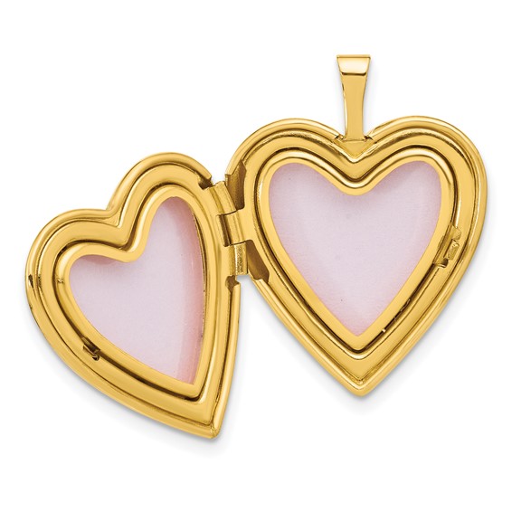 14K Textured and Polished Heart Border 20mm Heart Locket