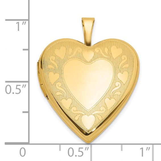 14K Textured and Polished Heart Border 20mm Heart Locket