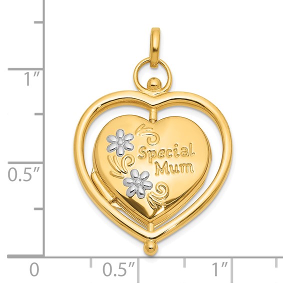 Gold Polished "Special Mom" Heart Lockets