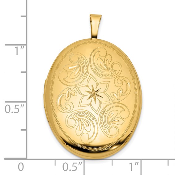 14k Polished Floral Scrolled 20mm Oval Locket