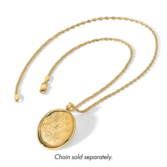 14k Polished Floral Scrolled 20mm Oval Locket