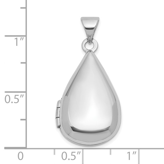 14k White Gold Polished 21x13mm Teardrop Shaped Locket