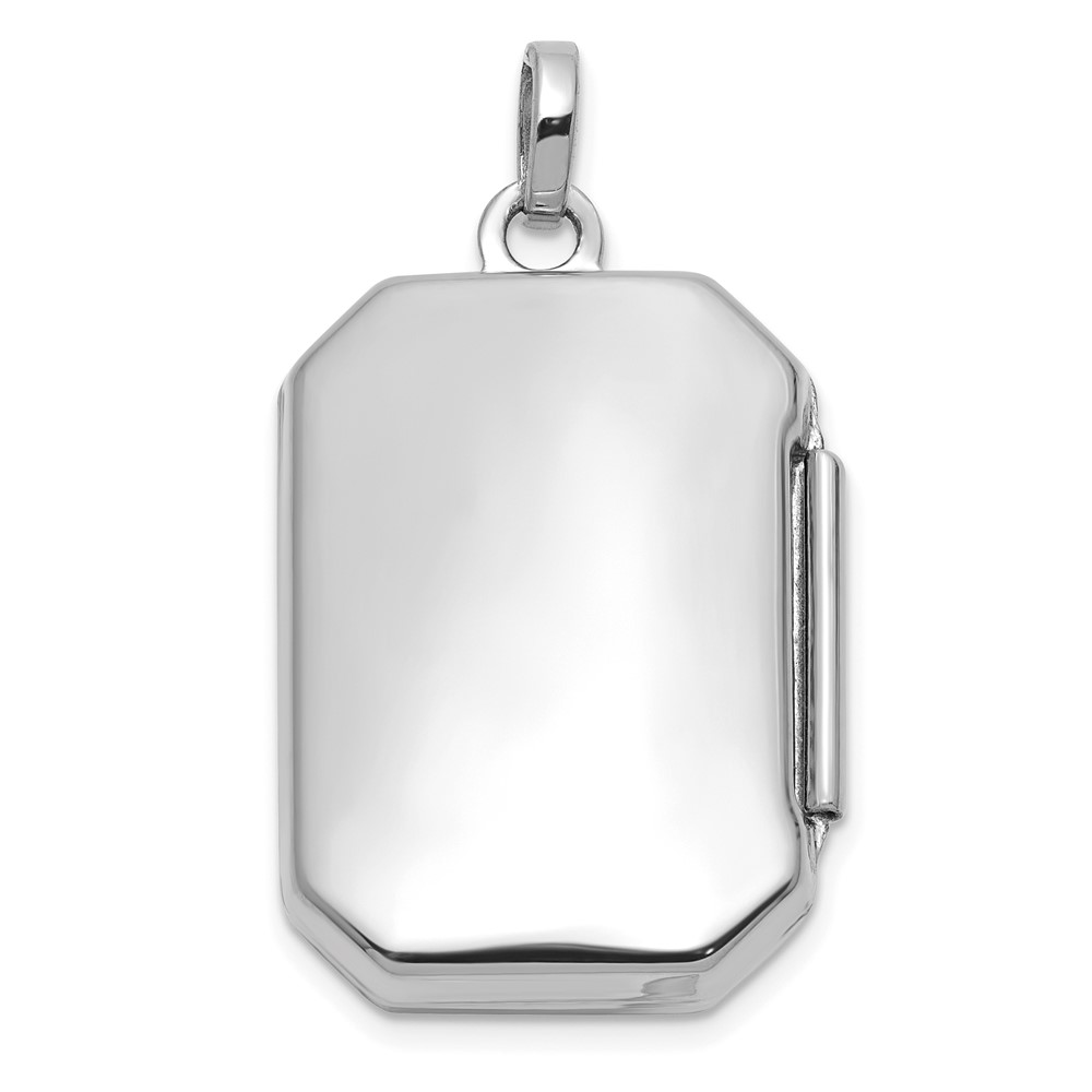 14k White Gold Polished 20x15mm Curved Rectangle Locket (XL873W)