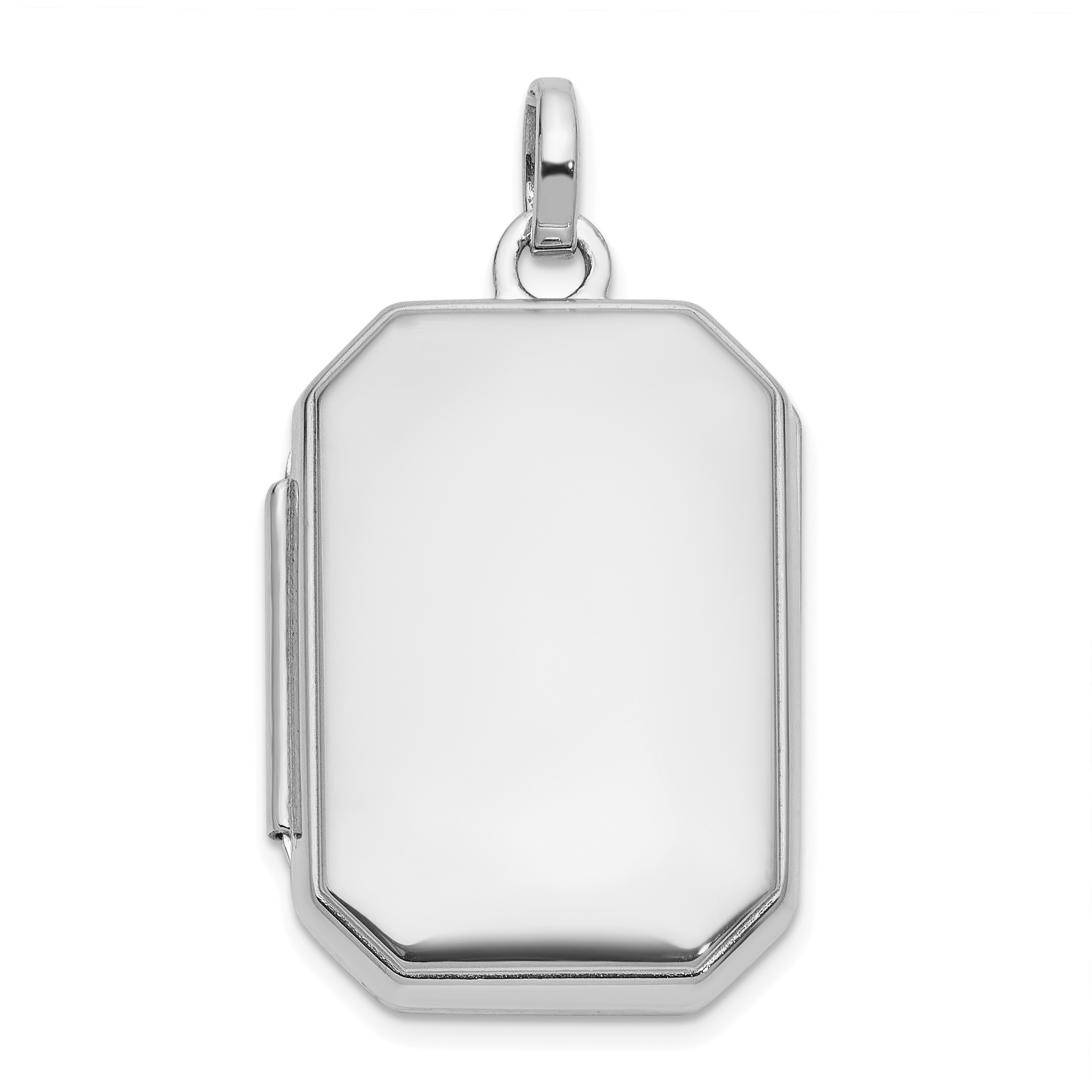 14k White Gold Polished 20x15mm Curved Rectangle Locket (XL873W)