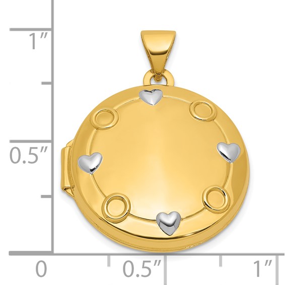 14k and White Rhodium OUR CIRCLE OF LOVE GOES AROUND AND NEVER ENDS Black Oil Reversible 20mm Round Locket