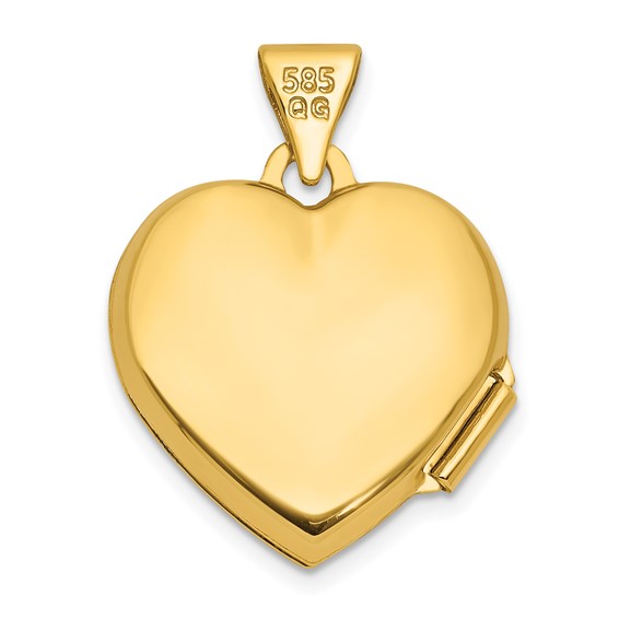 14k Polished Half Point Diamond Infinity Symbol 15mm Heart Locket