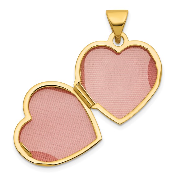 14k and White Rhodium MY LOVE MY LIFE MY FOREVER on Reverse 15mm Heart Locket