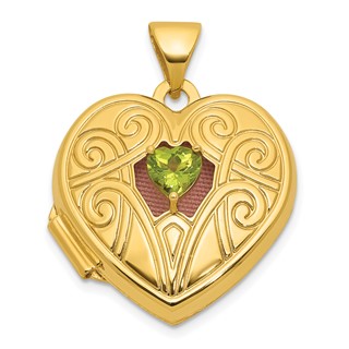 Gold Polished Birthstone Heart Lockets