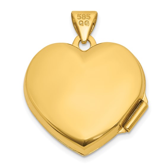 14k and White Rhodium Starburst and Round Lab Created Ruby 18mm Heart Locket