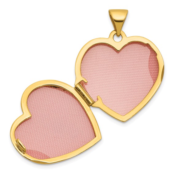 14k and White Rhodium Starburst and Round Lab Created Ruby 18mm Heart Locket