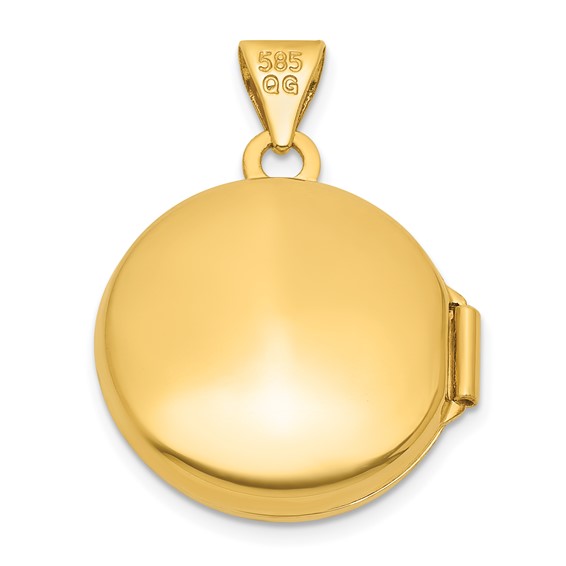 14k and White Rhodium Beaded Border Polished Celtic Knot Design 16mm Round Locket