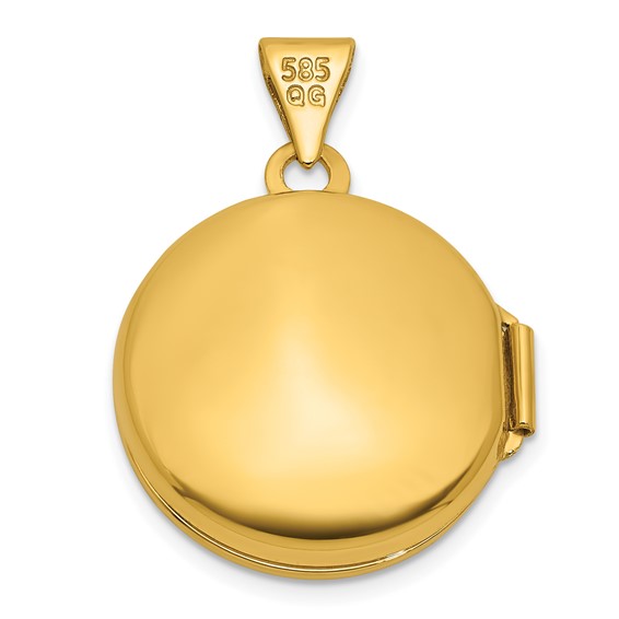 14k and White Rhodium Polished Saint Christopher Protect Us 16mm Round Locket