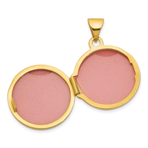 14k and White Rhodium Polished Saint Christopher Protect Us 16mm Round Locket