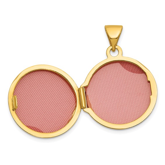 14k and White Rhodium Polished Tree Of Life 16mm Round Locket