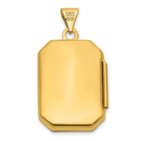 14k Half Point Diamond Polished Floral And Star 20mm Rectangle Locket