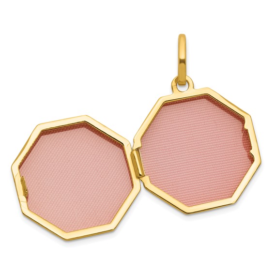 14k Polished with Beaded Border 18mm Octagon Shaped Locket