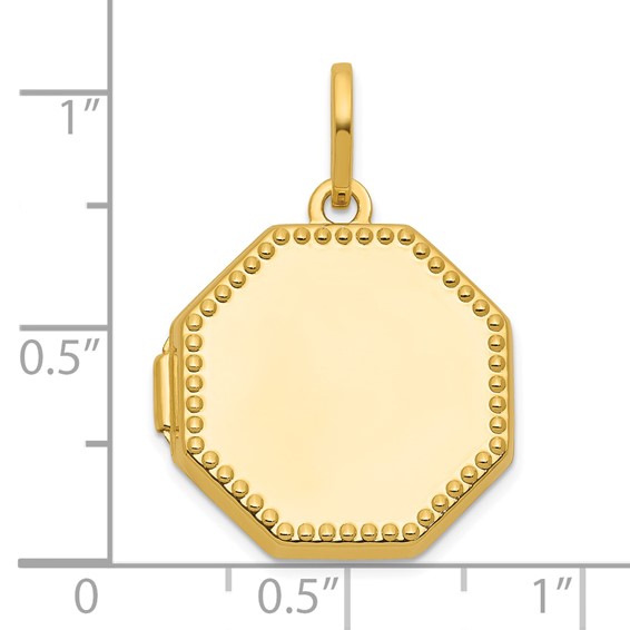 14k Polished with Beaded Border 18mm Octagon Shaped Locket