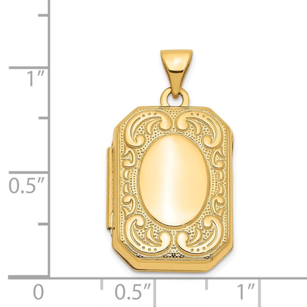 14k Fancy Border 20x15mm Rectangle Locket (XL92)
