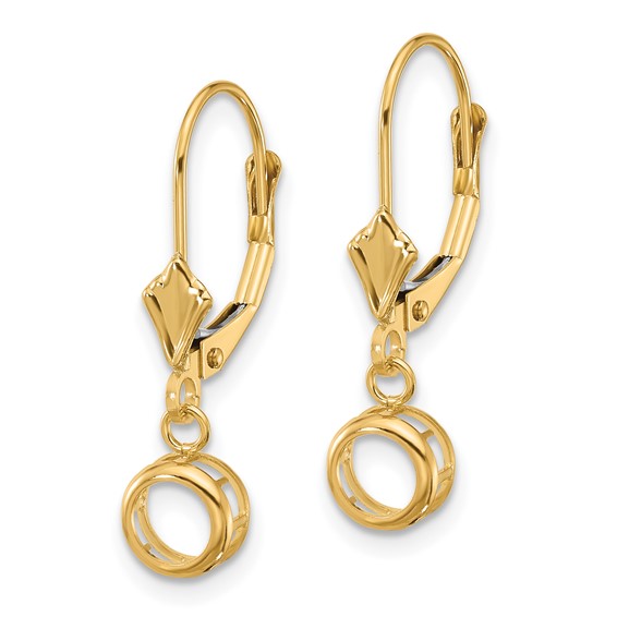 14k 5mm Round Bezel Leverback Earring Mountings