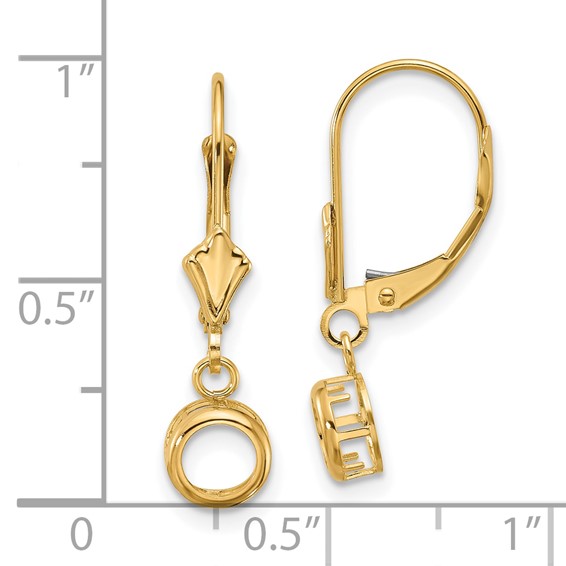 14k 5mm Round Bezel Leverback Earring Mountings