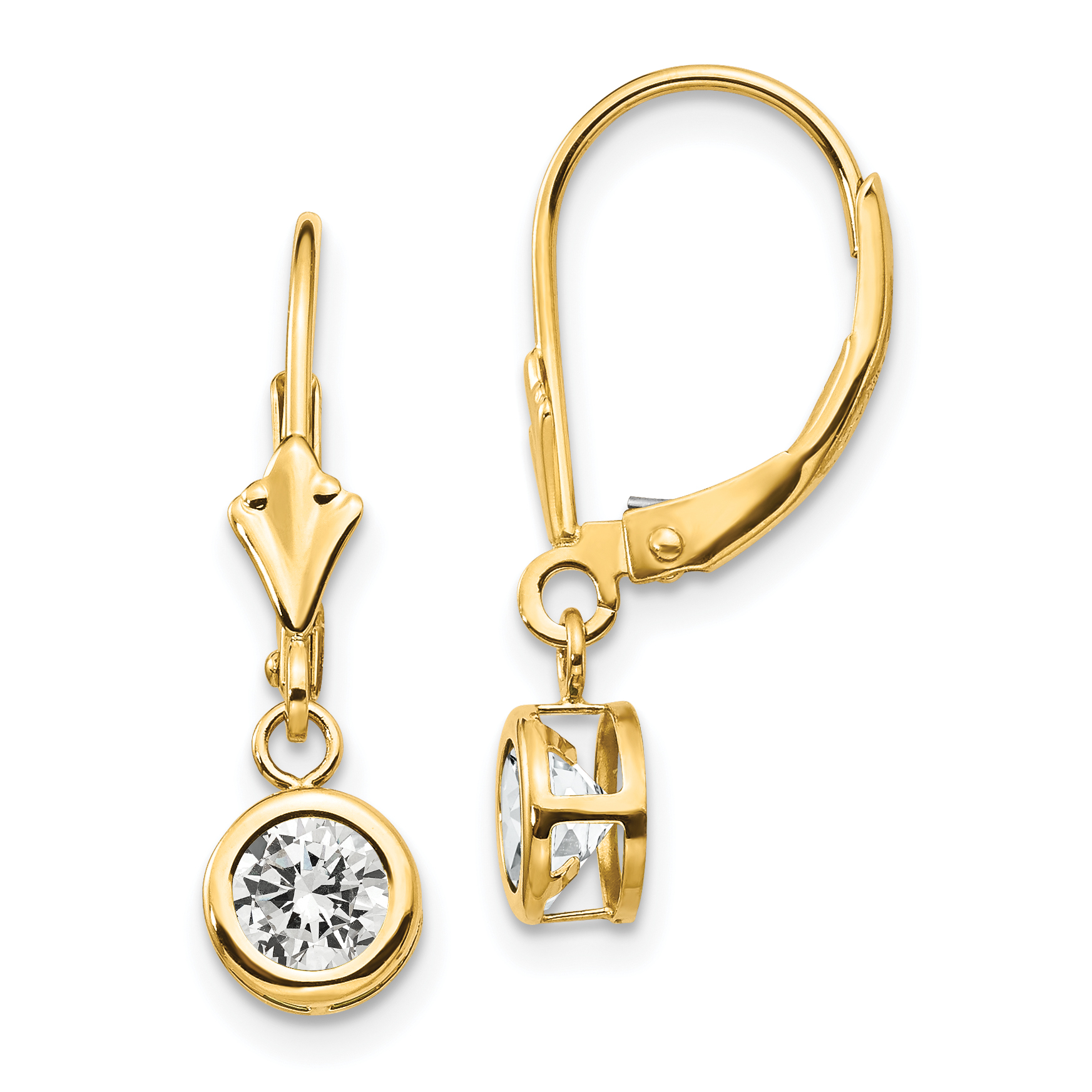 14k 5mm Cubic Zirconia Leverback Earrings (XLB100CZ)