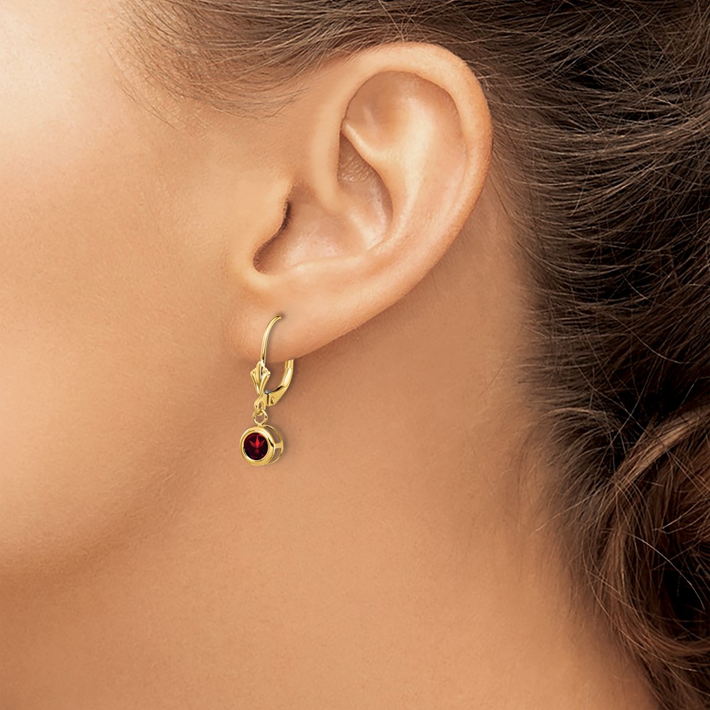 14k 5mm Garnet Leverback Earring (XLB100GA)